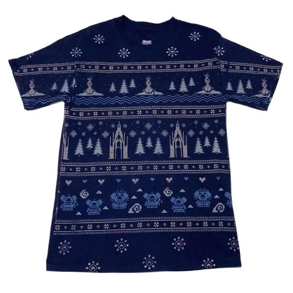 Navy Blue Disney Frozen All Over Print Tee Shirt
